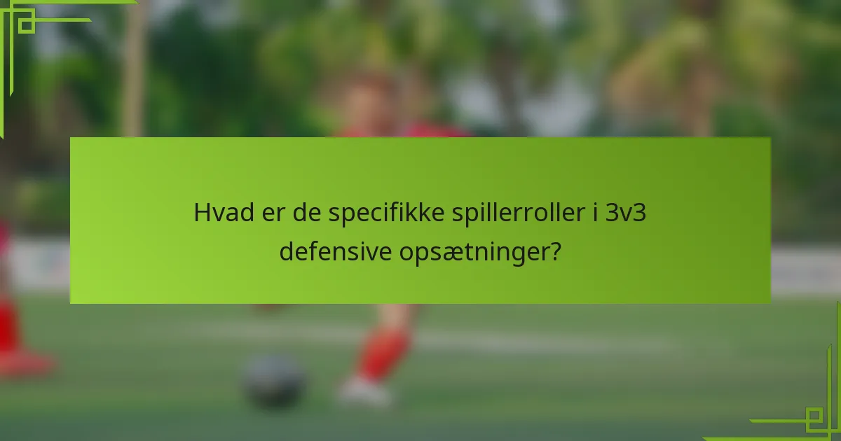 Hvad er de specifikke spillerroller i 3v3 defensive opsætninger?